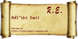 Réthi Emil névjegykártya